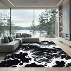 Dramatic Black White Ocean Waves Rug