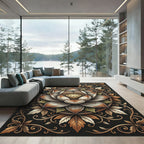 Vintage Bronze Lotus Floral Medallion Rug