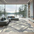 Textured Charcoal Plaid Intersecting Lines Rug