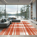 Terra Cotta Plaid Checkered Cotton Rug