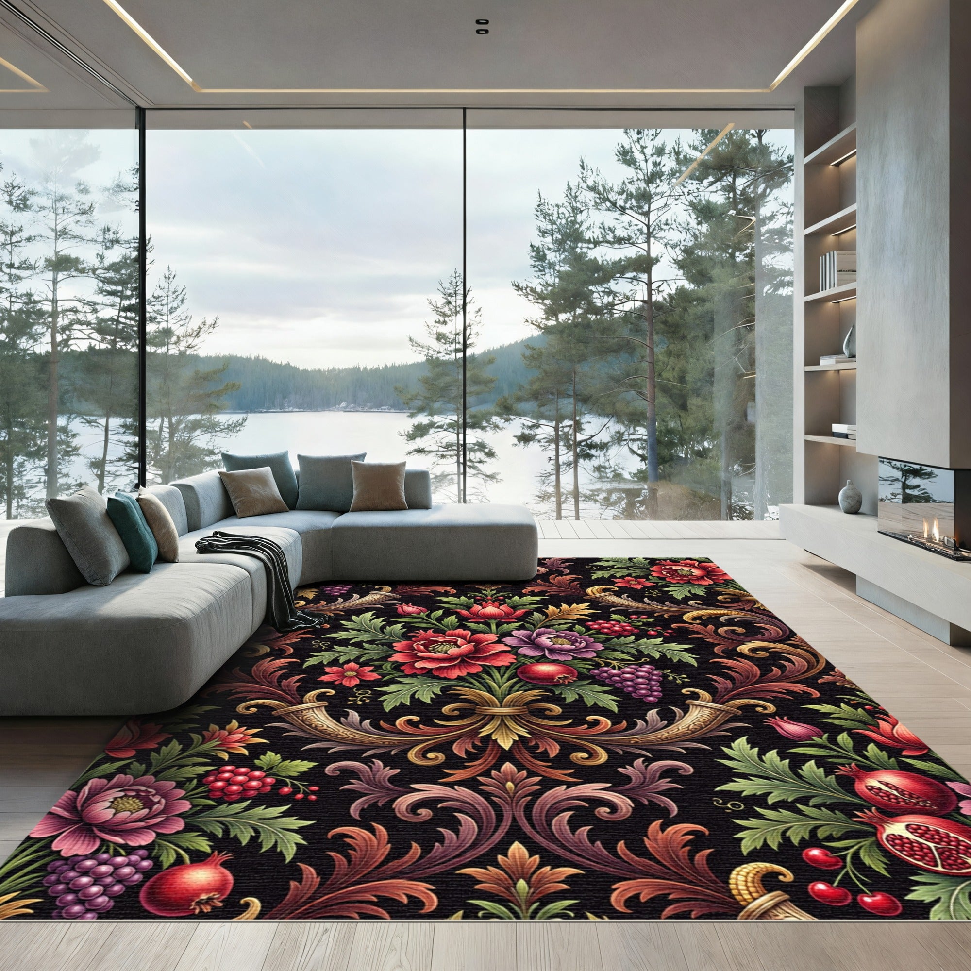 Rich Floral Cornucopia Accents Rug