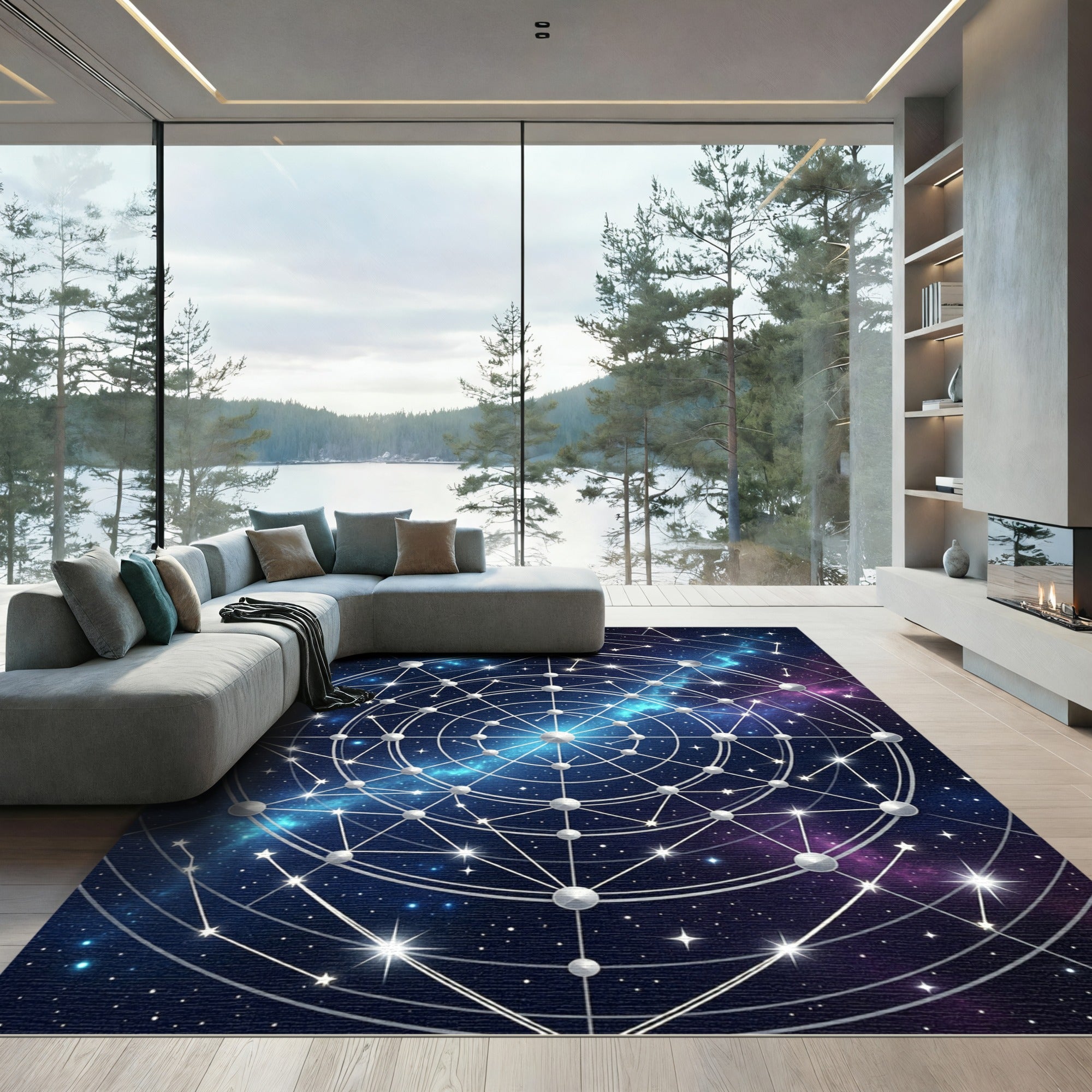 Celestial Sacred Geometry Cosmic Starry Art Rug
