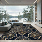 Dark Gold Arabesque Quatrefoil Rug