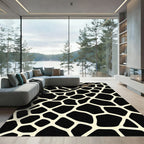 Bold Black and Cream Giraffe Texture Rug