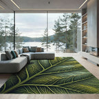 Lush Emerald Tropical Vein Organic Foliage Rug