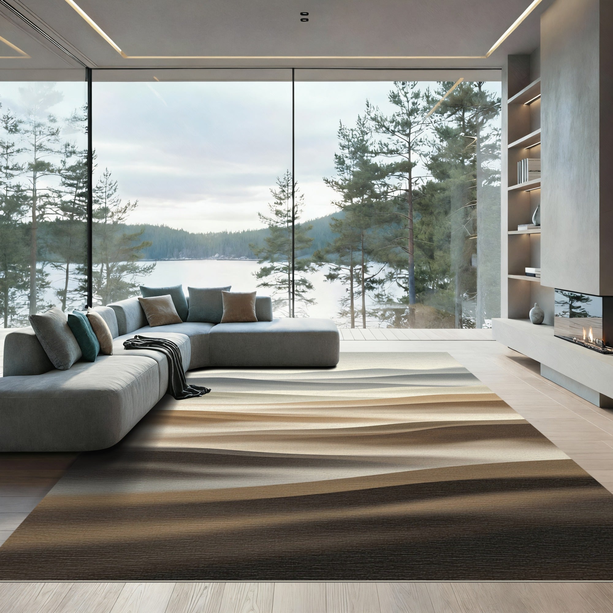 Minimalist Earthy Tone Abstract Sand Dune Rug