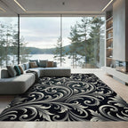 Elegant Silver Ornate Baroque Scroll Rug