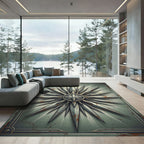 Distressed Silver Sunburst Star Rug