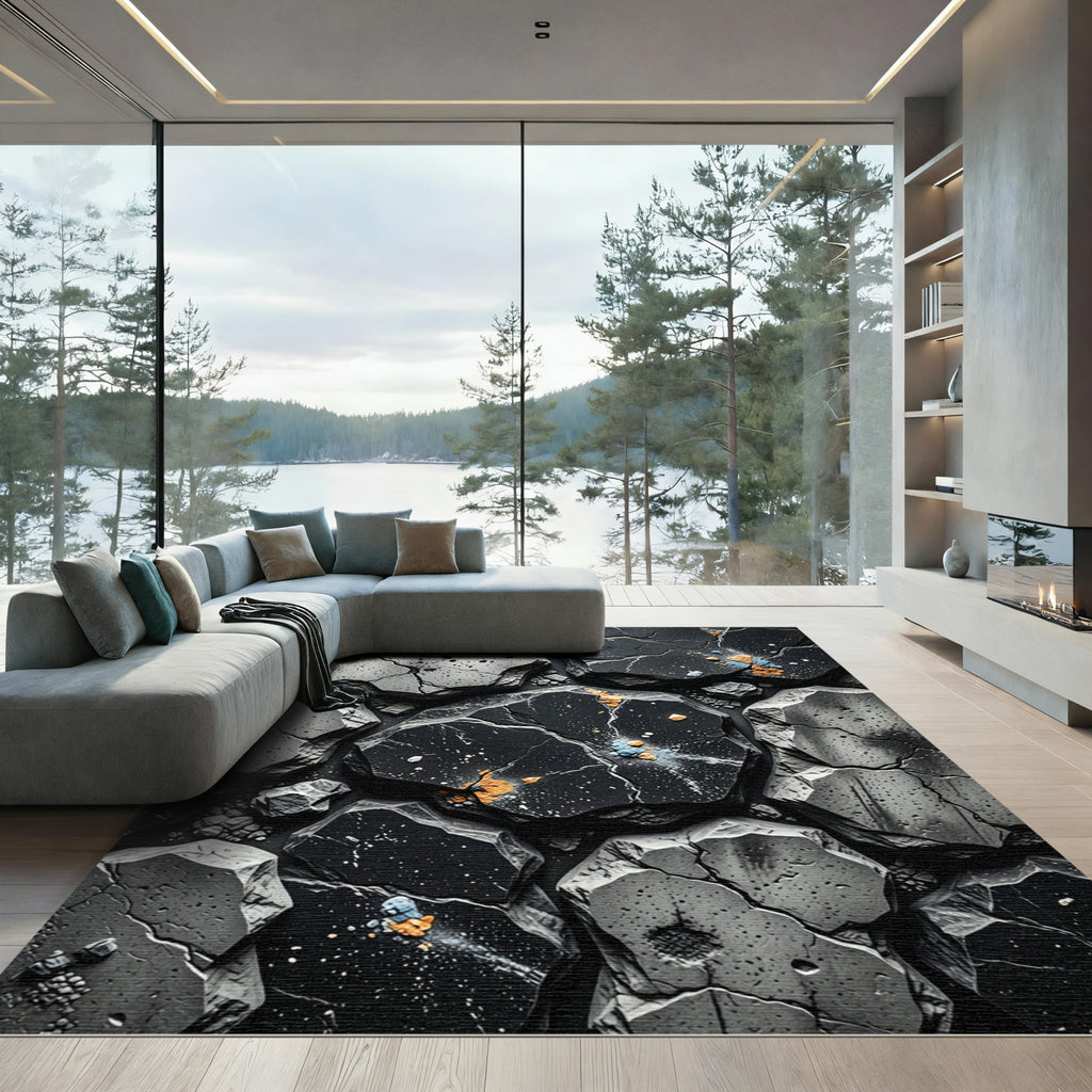 Cracked Stone Aggregate Splatter Rug