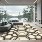 Sophisticated Neutral Geometric Hexagon Rug