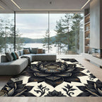 Black Lotus Gold Accent Floral Art Rug