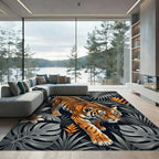 Majestic Tiger Among Tropical Foliage Rug