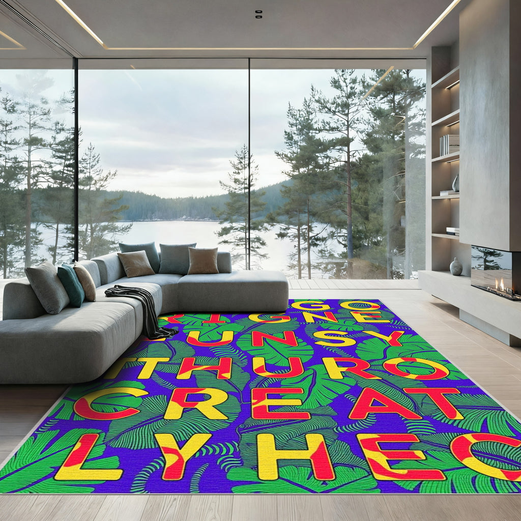 Bold Tropical Leaf Alphabet Rug