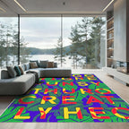 Bold Tropical Leaf Alphabet Rug