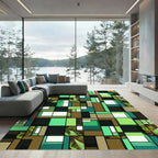 Geometric Fern Leaf Cubist Forest Grid Rug