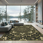 Earthy Sage Botanical Floral Mandala Rug