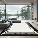 Monochrome Art Deco Geometric Frame Rug