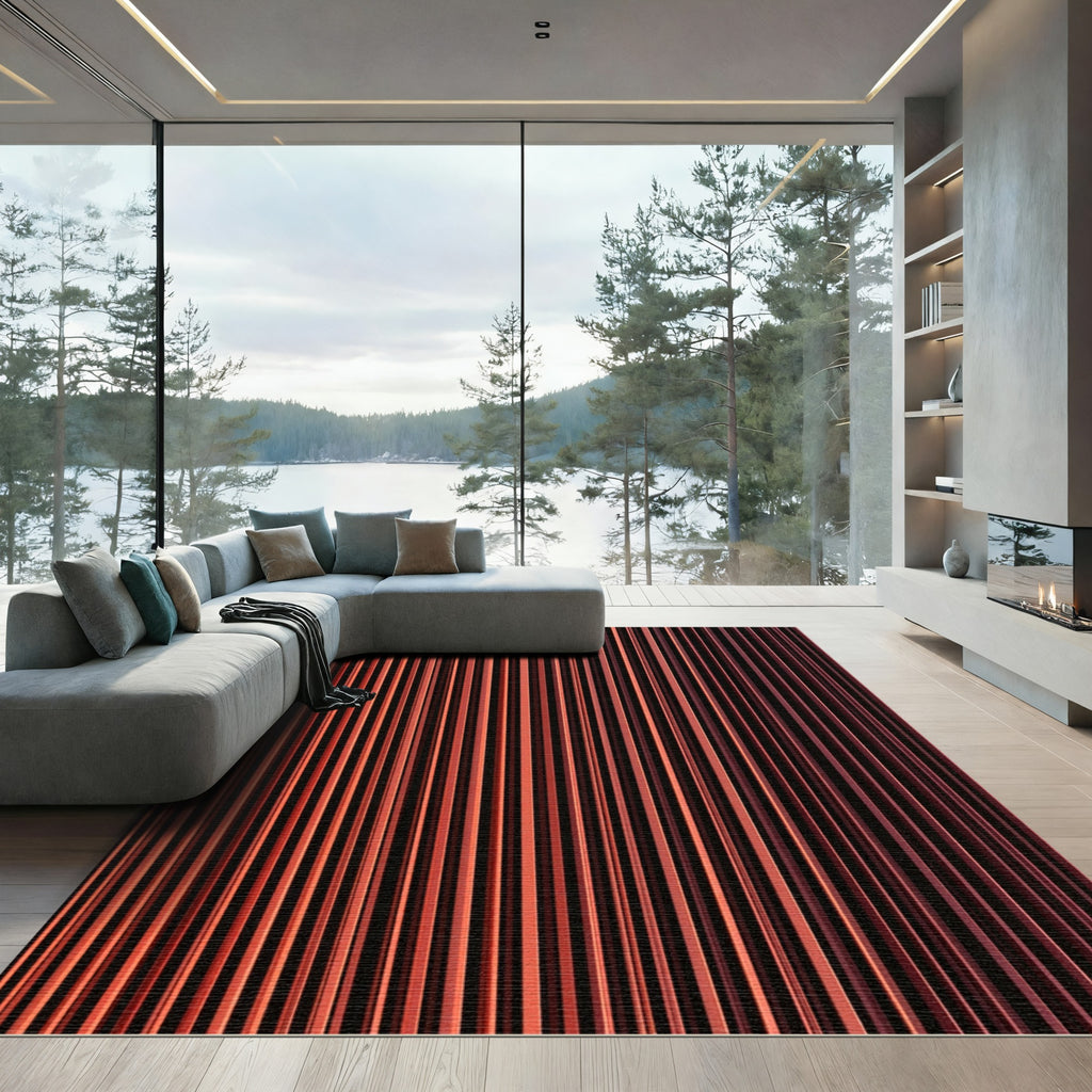 Crimson to Burgundy Vertical Lines Rug