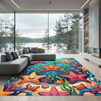 Cheerful Colorful Starfish and Crab Reef Rug