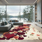 Vintage Distressed Heart Floral Bouquet Rug