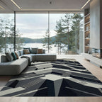 Monochromatic Geometric Architectural Descent Rug