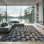 Metallic Interlocking Weave Gold Silver Rug