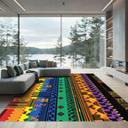 Vibrant Multi-Color Geometric Striped Abstract Rug