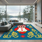 Whimsical Red Owl Christmas Folk Art Rug