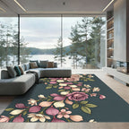 Elegant Pink Rose Floral Bouquet Rug