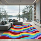 Vibrant Rainbow Wavy Stripes Rug