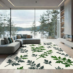 Deep Green Leafy Sprig Arrangement Rug