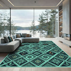 Teal Geometric Arrow Diamond Rug