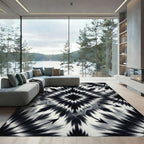 Monochromatic Abstract Spiky Star Rug