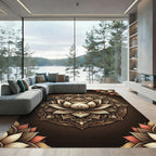 Golden Lotus Medallion Earthy Bronze Rug