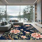 Enchanting Peony Blossom Butterfly Garden Rug