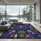 Mystical Purple Mandala Spider Web Art Rug