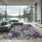 Purple Lavender Rose Lattice Arrangement Rug