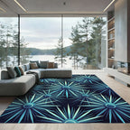 Deep Blue Starburst Geometric Rug