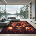 Vibrant Red Poppy Explosive Sunburst Rug