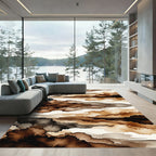 Earthy Brown Abstract Ink Wash Horizon Rug
