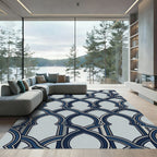 Geometric Navy and Slate Arched Interlace Rug