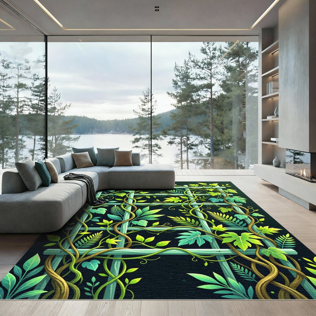 Lush Green Garden Climbing Vine Rug