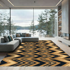 Bold Black Gold Chevron Arrows Rug