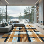Warm Tones Plaid Composition Rug