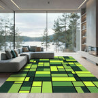 Lime Green Abstract Geometric Rectangles Rug
