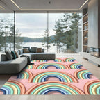Pastel Rainbow Arch Geometric Arcs Rug