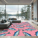Blue School Shoal Sardine Pattern Rug