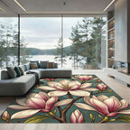 Ethereal Pink Magnolia Floral Botanical Rug