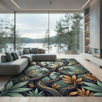 Lush Golden Forest Foliage Art Rug
