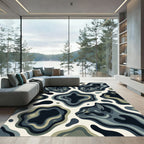 Abstract Charcoal Feline Fusion Liquid Art Rug
